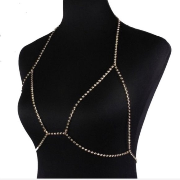 Best seller! Silver Rhinestone Harness Choker - Picture 2 of 5